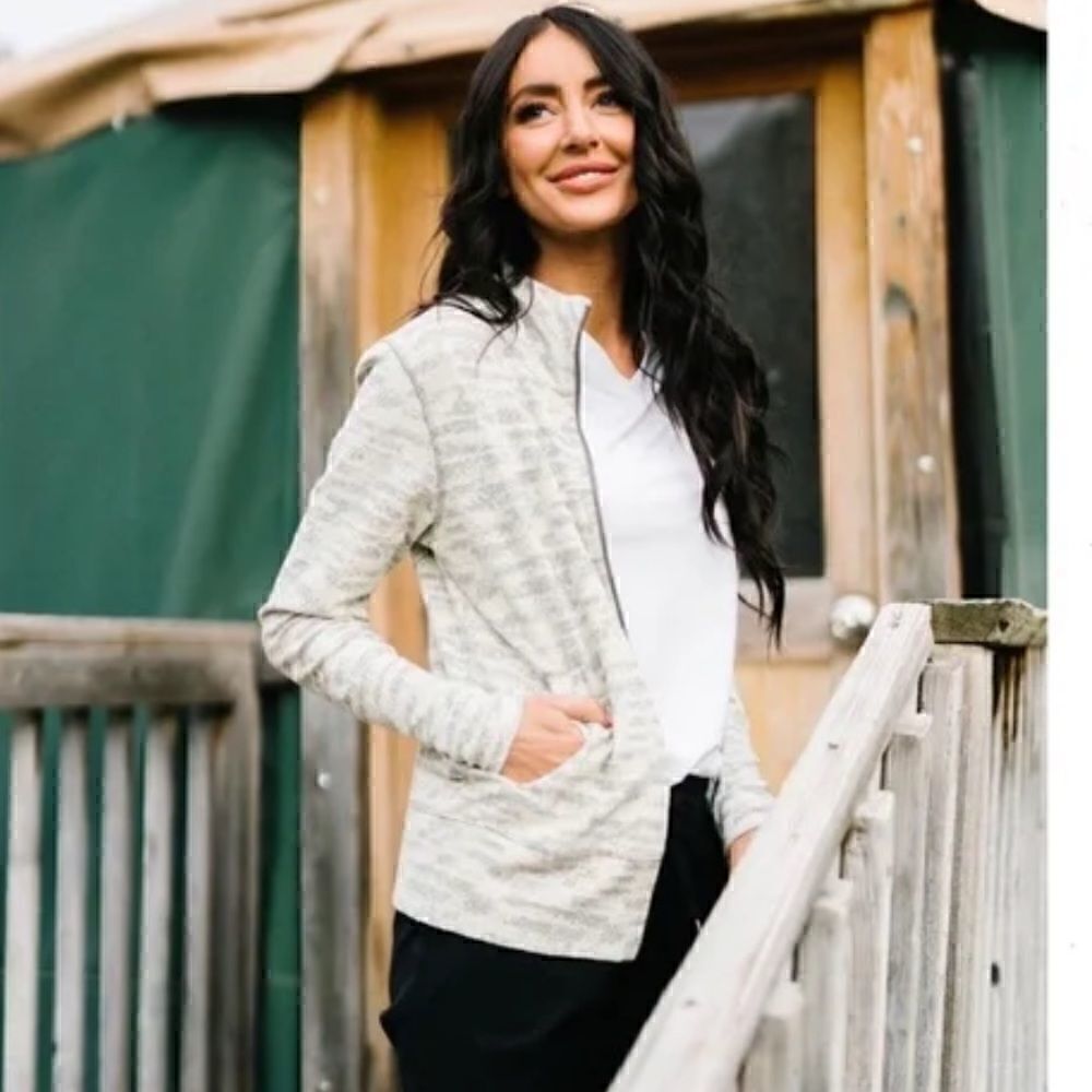 ZYIA Active Cream Combo Zipper Jacket